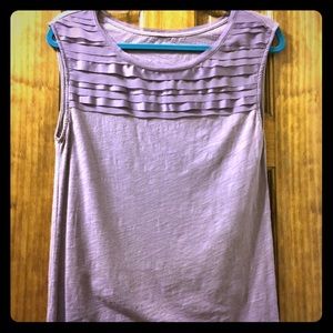 Cotton Loft lavender shell with ruffled front.